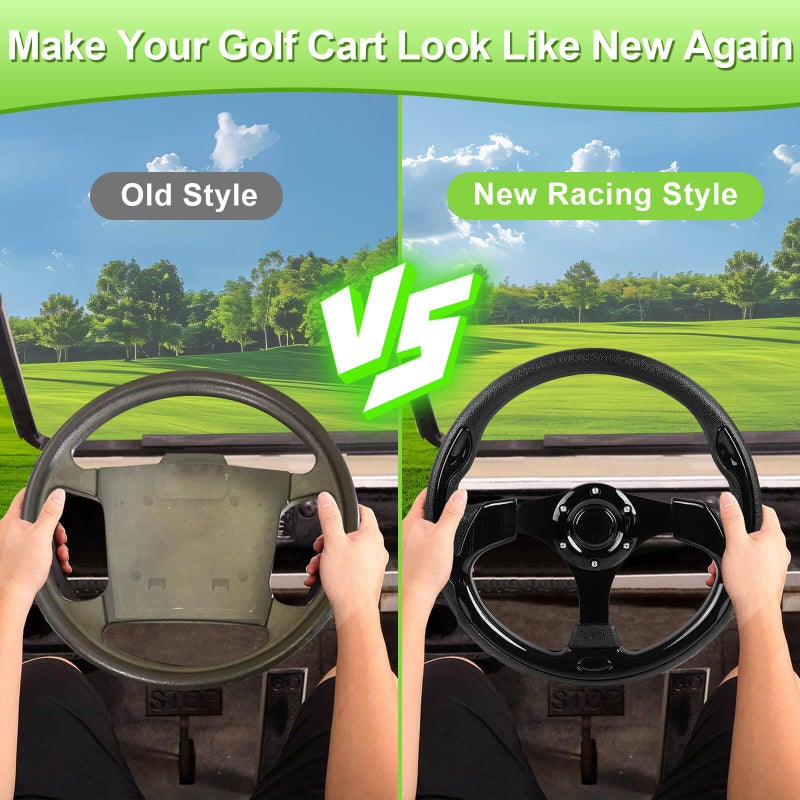 LEAPGOMAX EZGO Steering Wheel Golf Cart for EZGO Club Car Yamaha Universal Golf Cart Steering Wheel Club Car(Black) - Image 2